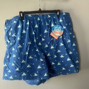 Columbia Blue Swim Shorts with Nautical Print